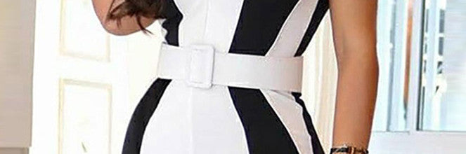 Sexy Jumpsuit – Schwarz-Weiß Kontrast, Figurbetont & Elegant